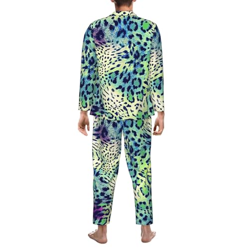 Pyjama léopard homme vert : ensemble de nuit confortable à manches longues - 6