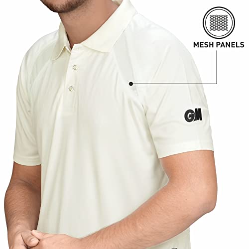 Image of GM 7205 Half Sleeve Polyester Cricket Shirt Size 30 (White /Navy)