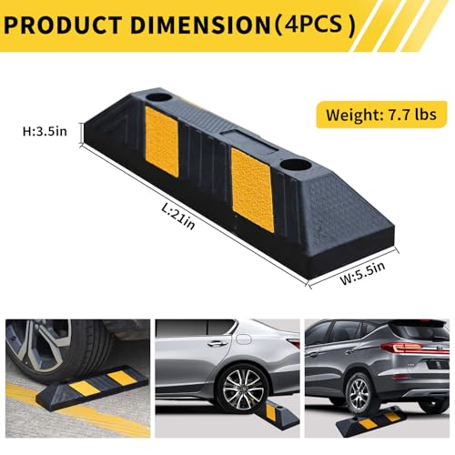 Image of BESEA 20.8 inch Rubber Parking Stop, 4 Pack Wheel Stop for Garage & Driveway