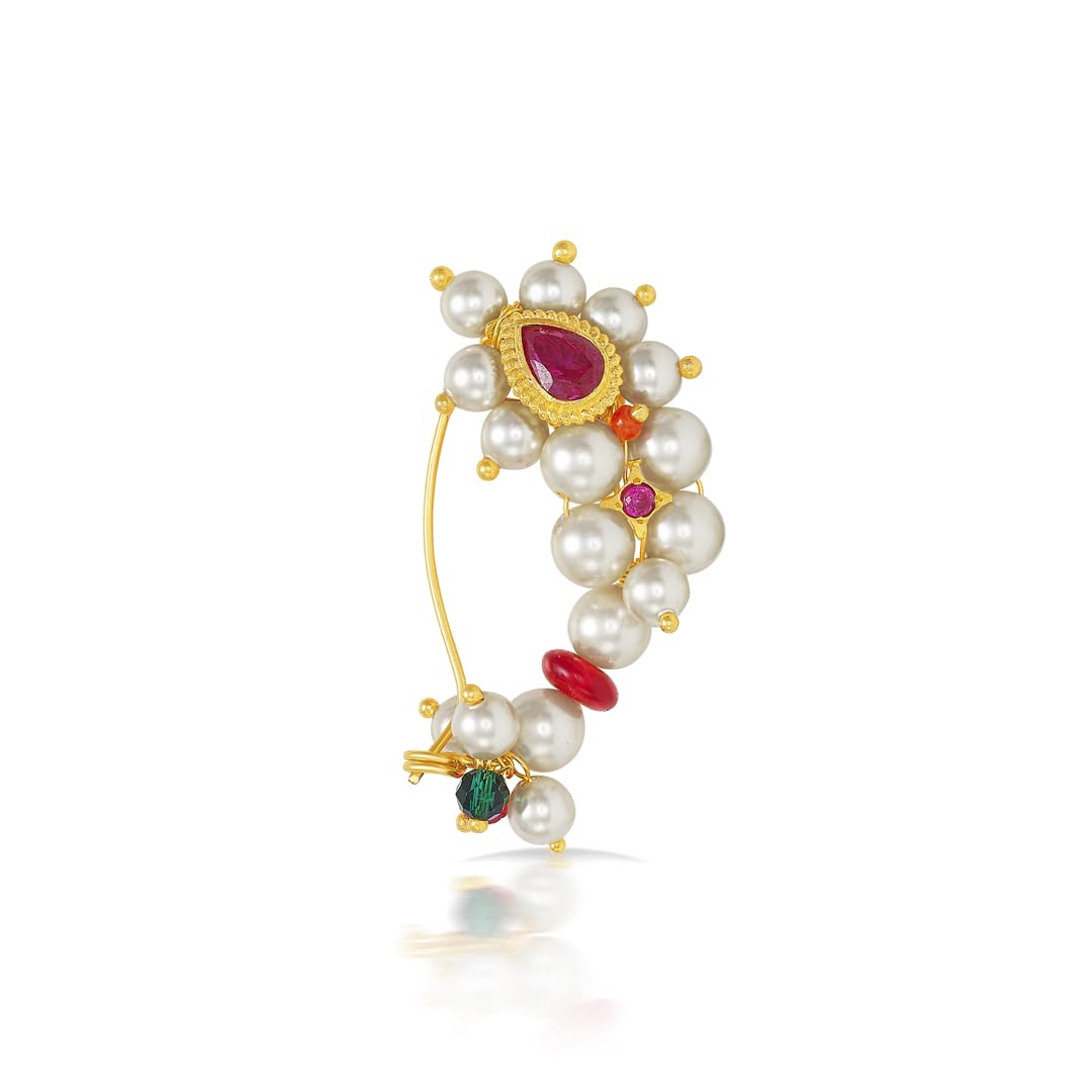 P.N.Gadgil Jewellers 22 Karat (916) Yellow BIS Hallmarked Stone Studded Gold Moti Nath For Women GNTH15-image-48