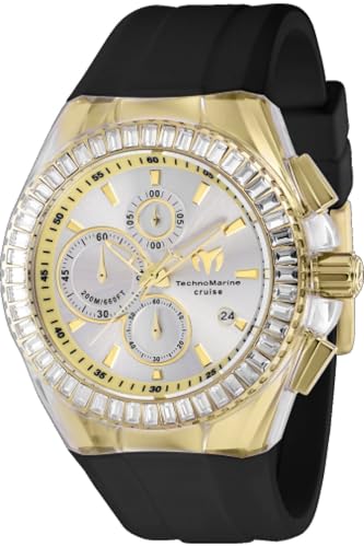 Montre à Quartz Technomarine Cruise TM-121156 Homme 45 mm en acier argenté et silicone noir