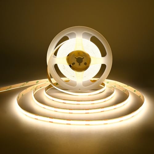 Image of COB LED Strip Lights DC 12V LED Strip Flexible High Density UniformLED Strips,16.4ft 4000K Natural White,CRI 90+,2400LEDs Dimmable Lights for Home Room Decor(No Adapter or Controller)