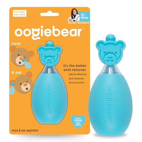 Image of oogiebear: Baby Nasal Aspirator - Safe Booger & Earwax Remover for Newborns, Infants, Toddlers - Better Syringe, Airtight Suction, Nose Sucker - Essential Baby Stuff, Diaper Bag Must-Haves, Blue