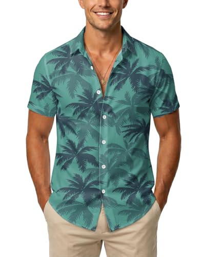 99TIMORO Gangster City Character Hawaiian Shirt for Men, Grand Video Game Green Button Down Short...