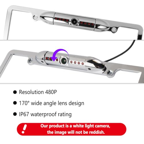 Image of License Plate Backup Camera,HD Night Vision Reverse Camera with 8 LED,170Wide Angle IP67 Waterproof Car Rear View Camera Fits Car Truck SUV RV with US License Plates (Silver)