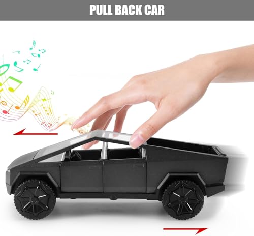 Image of Diecast Tesla Cybertruck Car Model - 1:36 Scale Alloy Car with Light & Sound, Pull-Back Action, Collectible Vehicle Toy for Kids & Collectors, Gift for Boys & Enthusiasts (Random Color)