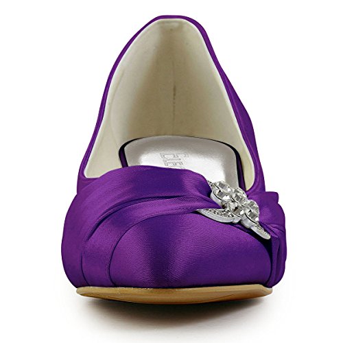 image for ELEGANTPARK Purple Dress Shoes for Women Low Heel Closed Toe Bridal We
