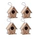 Aestm Deko Vogelhaus Holz Nistkasten Deko Anhänger, Holz Vogelhaus zum Aufhängen und Bemalen Vogelhäuschen Nisthöhle Hängedeko Gartendeko Nistkasten für Kinder 4 Stück