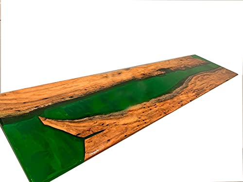 Green Resin River Wooden Dining Center Top Table Handmade Live Edge Design Luxury Furniture
