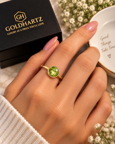 Image of 925 Sterling Silver 18K Gold Plated Birthstone 2 Ct Solitaire Natural Gemstone Ring for Women | Fine Jewelry Gift for Wife, Girlfriend, Sister, Birthday, Anniversary, Rakhi, Rakshabandhan, Valentine's