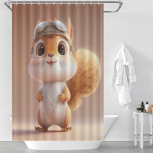 Rideau de douche séchage rapide motif écureuil en polyester imperméable - 2