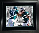 Framed Jalen Hurts A.J. Brown Philadelphia Eagles Dual Facsimile Laser Engraved Signature Auto 11"x14" Football Photo HOFSM Holo