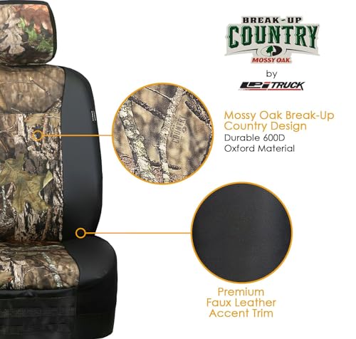 Image of LPI Truck Mossy Oak Heavy Duty Car Seat Covers for Front Seats; Fits Sedans and SUVs, Includes Front and Rear Storage Pockets, Built-in Molle Style Organizer; Semi-Custom Fit; 2pcs