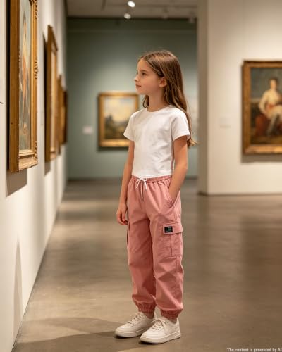 Image of Betusline Girls Fall Winter Clothing Sets, Long Sleeve Crop Top & Cargo Jogger Pants 2 Piece Outfit Sets,4T-14Y