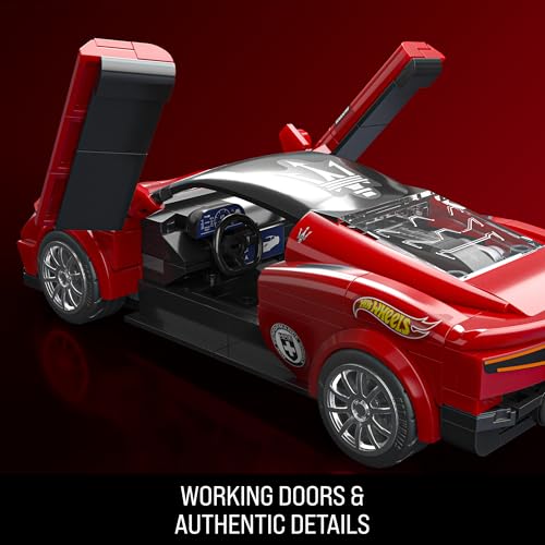 Image of Mattel Brick Shop Hot Wheels Speed Series Maserati MC20 Construction Kit with 250 Pieces, Realistic Details and Individual Stickers, for Collectors and Children from 10 Years, JFR90