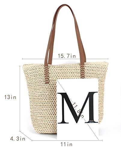 Goclothod Woven Straw Handbag Large Tote Shoulder Bag Hobo Summer Beach Purse - Thumbnail 2