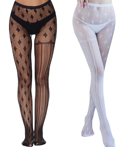 Image of 2-Pack Women's Sparkling Fishnet Stockings - Rhinestone Party Pantyhose