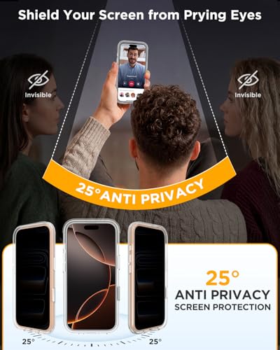 Image of miracase Privacy for iPhone 16 Pro Max Case, 25 Anti-Spy, Clear | Built-in Privacy Screen Protector, Compatible with MagSafe, Full Camera Protection, 360 Full Body Shockproof Phone Case 6.9 inch