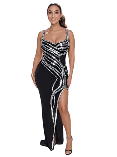 Image of Nagfar Women Rhinestone Sequin Birthday Party Sexy New Year Formal Dress