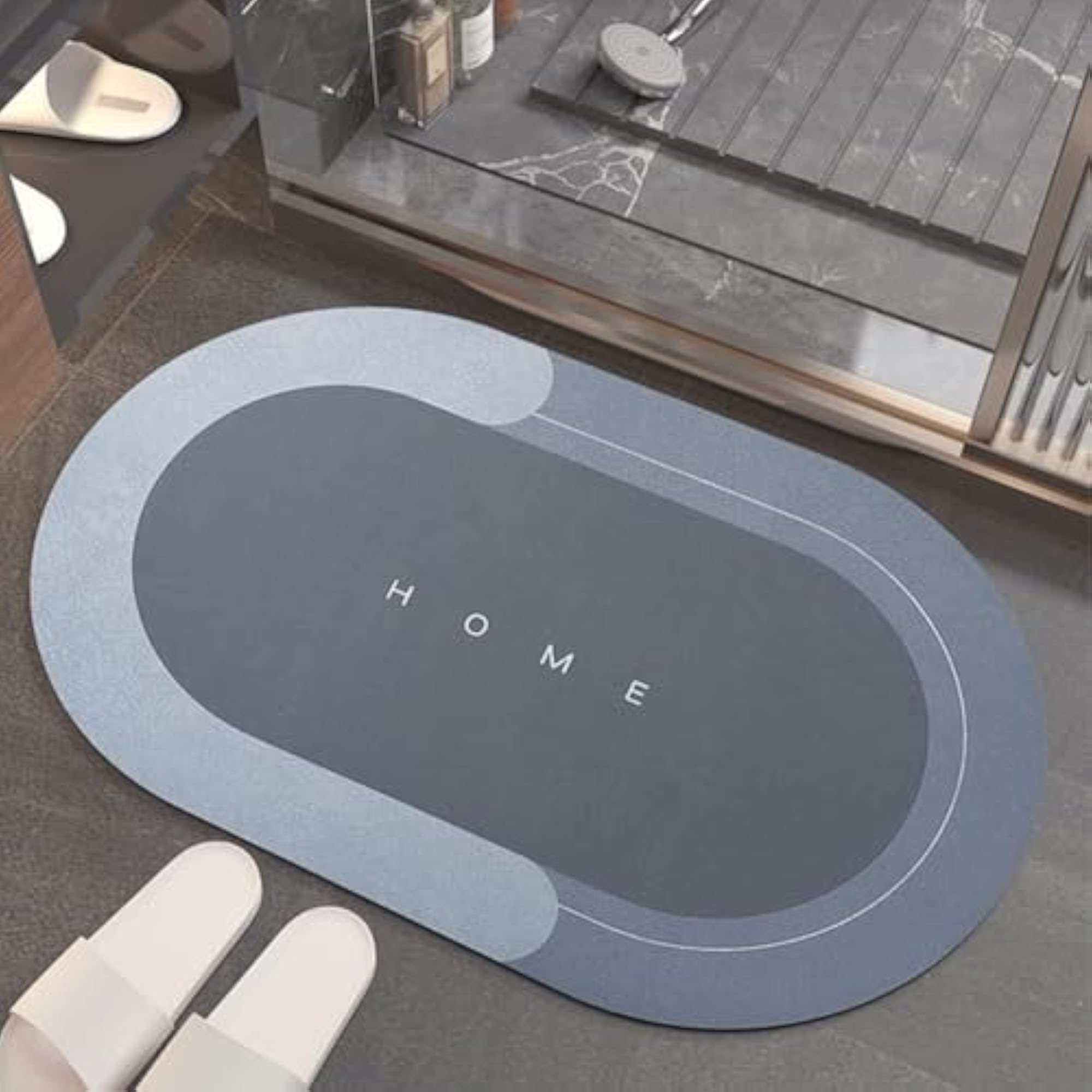 Rubber Oval Bath Mat, Anti Skid Water Soaking Rug