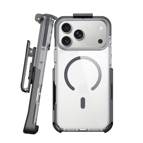 BELTRON Belt Case for iPhone 17 Pro Max Slim Protective Transparent Case & Rotating Belt Clip Holster Combo (Compatible with MagSafe)