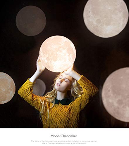 KRUIHAN Lampada Luna Soffitto,Lampada da Soffitto Sospesa,Lampada Plafoniera Luna,Lampadario a Sospensione Luna,Lampadari Camera Letto,Lampadari Cameretta Bambino,(Lampadina Non è Inclusa),22cm - Image 3