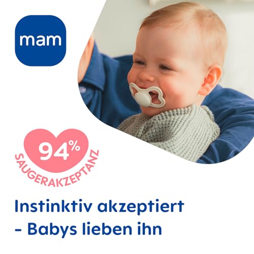 MAM chupeta de silicone dental Supreme 6-16 meses, juedo de 4 para meninas, estojo de esterilização e transporte