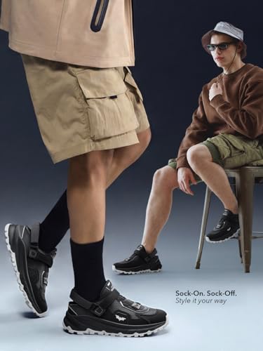 Image of The Souled Store Rovers: Men and Boys Low Top Streetwear Fashion Trainer Engineered Breathable Mesh Rugged Chunky Sole Velcro Strap Closure Lightweight Mules