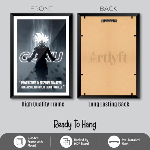 Image of ArtLyft Demon Slayer Anime Wall Frame A4 | Rengoku Quote Poster Frame | Motivational tanjiro - renguko Wall Art | Otaku Room Decor | Anim Lover Gift (Goku)