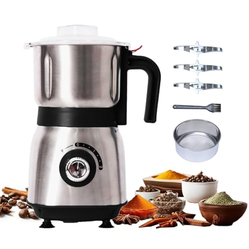 Electric Grinder for Kitchen - 500W Grain Mill with 3 Stainless Steel Blades