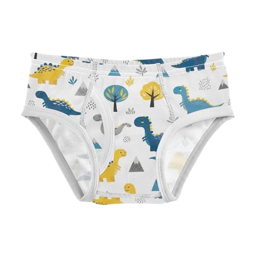 CHIFIGNO Boy Briefs Cotton Underwear Breathable Printed Little Boys Underwear Briefs, Cute Cartoon Dinosaurs White