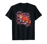Lindo Panda Rojo Diseño de flor de cerezo japonés para los amantes de los animales.