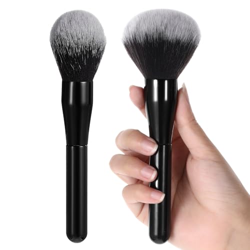 WJIAAA Großer Puderpinsel 2 Stück Grundierungspinsel Powder Brush Puder Schminkpinsel Rougepinsel Konturpinsel Kosmetikpinsel Set für Bronzer Blush Rouge Verblenden Concealer Foundation