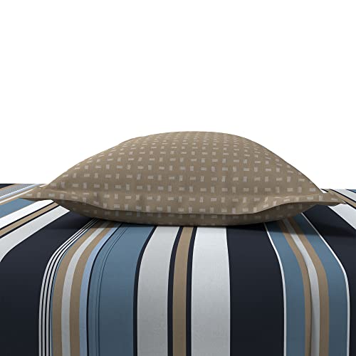Image of myTrident Home Essential Stripe Collection 144 TC, 100% Cotton Bedsheet with 2 Pillow Cover, King Size - 274 x 274 cm, Astor