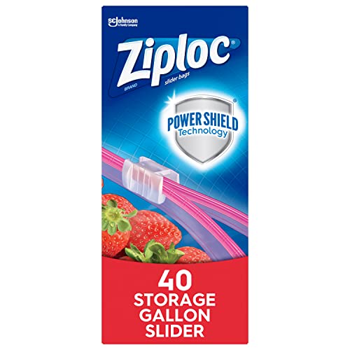 Image of Ziploc Gallon Food Storage Slider Bags, Power Shield Technology for More Durability, 40 Count
