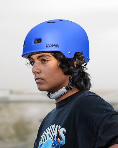 Image of OutdoorMaster Skateboard Cycling Helmet - ASTM & CPSC Certified Two Removable Liners Ventilation Multi-sport Scooter Roller Skate Inline Skating Rollerblading for Kids, Youth & Adults - L - Deep Blue