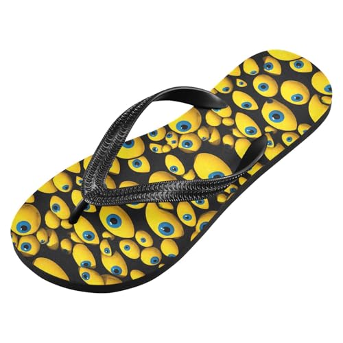 Flip Flop Sandals Yellow Eyes Print for Women Men Beach Outdoor XS2