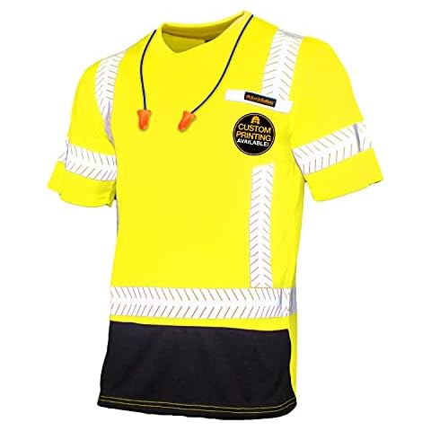 KwikSafety (Charlotte, NC Mechanic Short Sleeve Safety Shirt [w/Pocket & Black Trim] Class 2 ANSI OSHA Custom High Visibility Reflective Tape Construction Security Hi Viz Clothing Men,Yellow, XL Cover