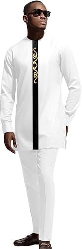 ATLYCOLOR Dashiki for Men African Outfits 2 Piece Set Shirt Pants Nigerian Mens 