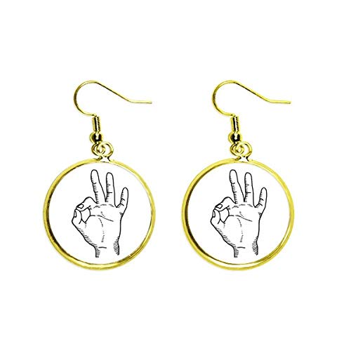 Pendientes dorados largos antipesadez con diseño original de mano OK para evitar alergias