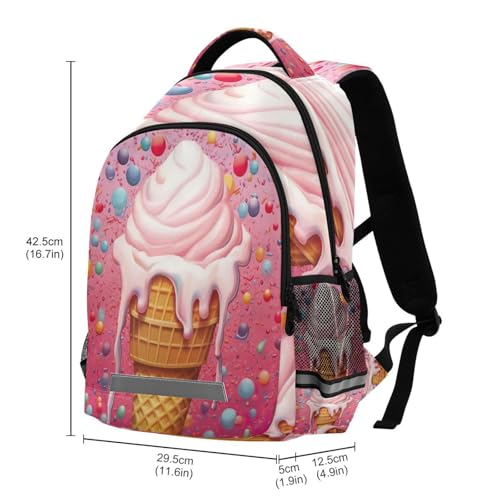 Waterproof Backpack with Cute Ice Cream Design - Lightweight Ergonomic Daypack for Commute, Travel（515）3