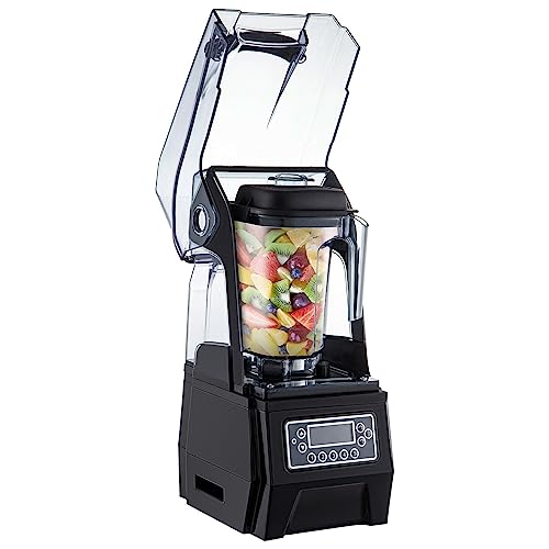 Licuadora comercial de 1500W, mezclador de procesador de alimentos de 1,5 l, exprimidor de batidos, trituradora de hielo con diseño insonorizado Para principiantes (hágalo usted mismo)(Nero)
