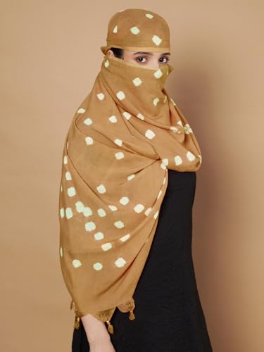 Image of Women's Cotton Rayon Bandhani Print Dupatta with Tassels 2.25 Meters | Women's cotton printed dupatta with tassels.