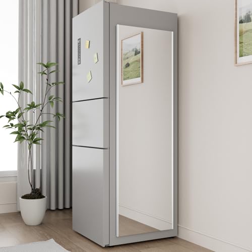 brisafe Specchio Magnetico 140x40 cm – Specchio a Figura Intera Senza Fori per Frigorifero, Porte in Legno e Pareti in Vetro, Adesivo con Magneti, Facile Installazione, Design Moderno, bianco