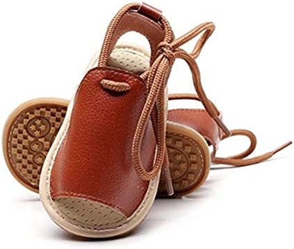 Summer Baby Sandals Open toe Lace Up Toddler Shoes for First Walker Girls Boys Brown