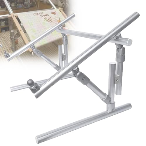 DDCFL Soporte Ajustable para Bastidor de Bordado de aleación de Aluminio, Soporte para Manualidades de Punto de Cruz, Junta giratoria Universal de 180°, Ancho de hasta 70 cm, Altura de 36,6 a 56 cm