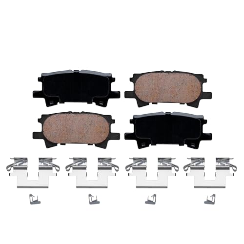 Image of Detroit Axle - Rear Brake Pads for 2004-2007 Toyota Highlander | r 2004-2006 Lexus RX330 2007-2009 RX350 2006-2008 RX400h Ceramic Brake Pads w /Hardware Replacement