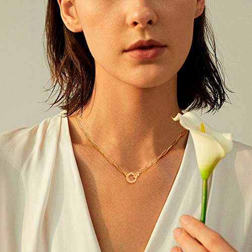 LANE WOODS Paperclip Necklace Pendant: 14K Gold Plated Dainty Link Chain Jewelry for Women2