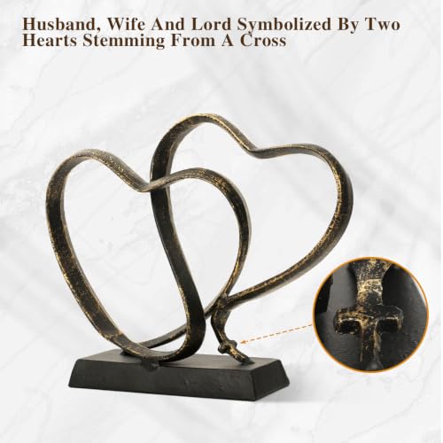 Anniversary Wedding Gifts for Couple Her Iron Heart Sculpture - Image 4