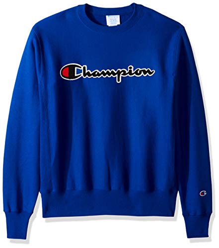 Champion LIFE Men's Reverse Weave Sweatshirt, surf the web/CHENILLE script, Small